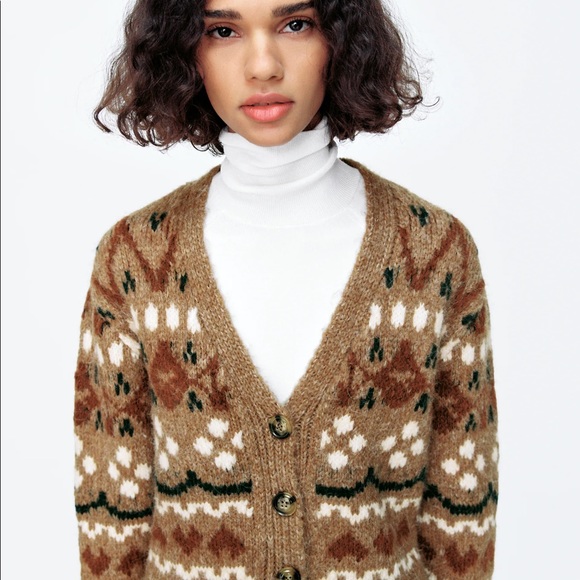 ZARA KNIT JACQUARD CARDIGAN - Picture 6 of 11